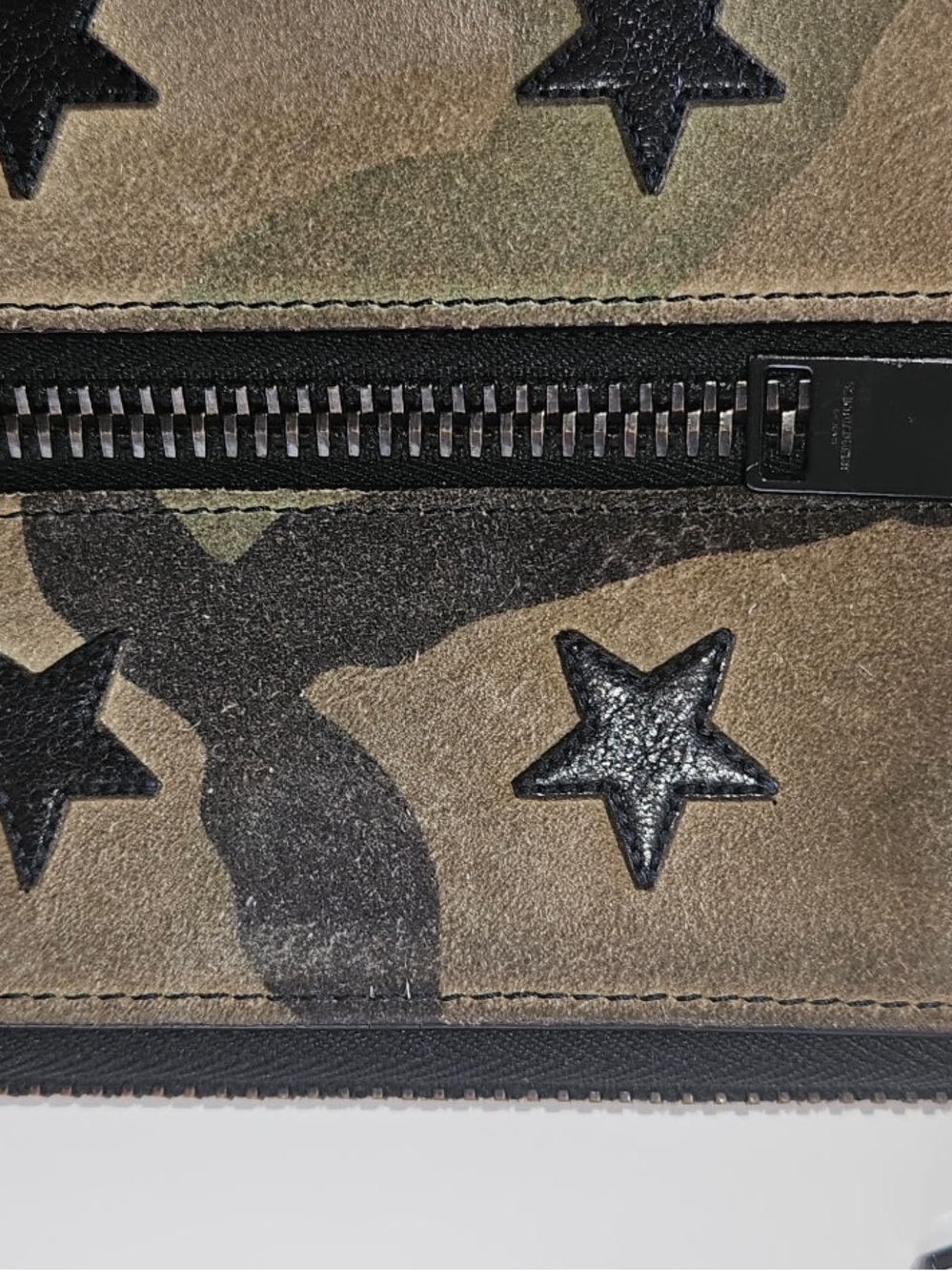 Saint Laurent Camo Star Zip Pouch in Olive and Black - Picture 6 of 15